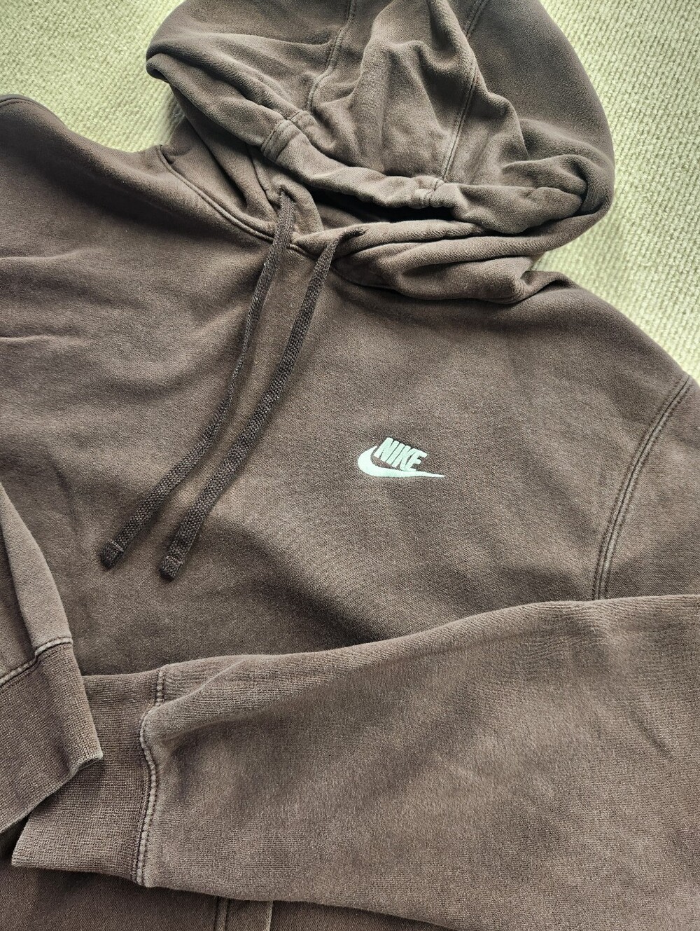 Nike Men's Large Brown Fleece Activewear Pullover Drawstring Hoodie